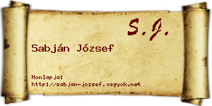 Sabján József névjegykártya